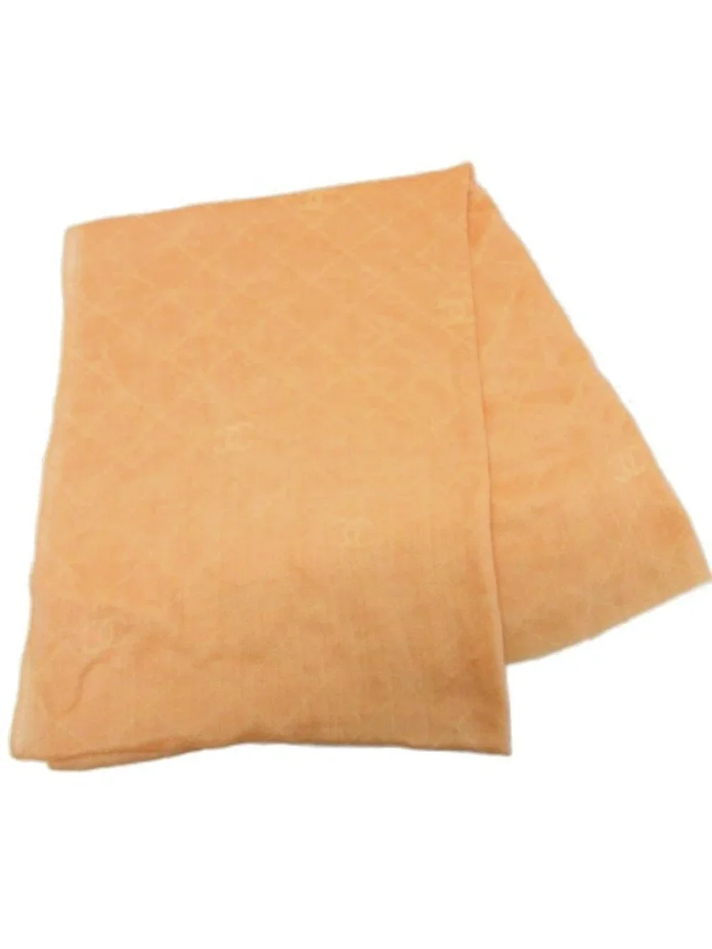 Chanel CC Logo Cashmere Shawl Scarf All Over Pattern Orange